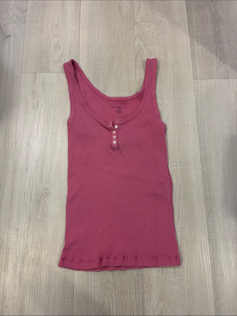 Brandy Melville Rose Pink Ribbed Henley Tank